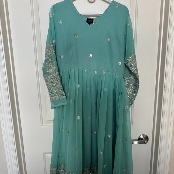 [NEW] Women's Indya Sky Blue Embroidered Anarkali Gown - Picture 2 of 11